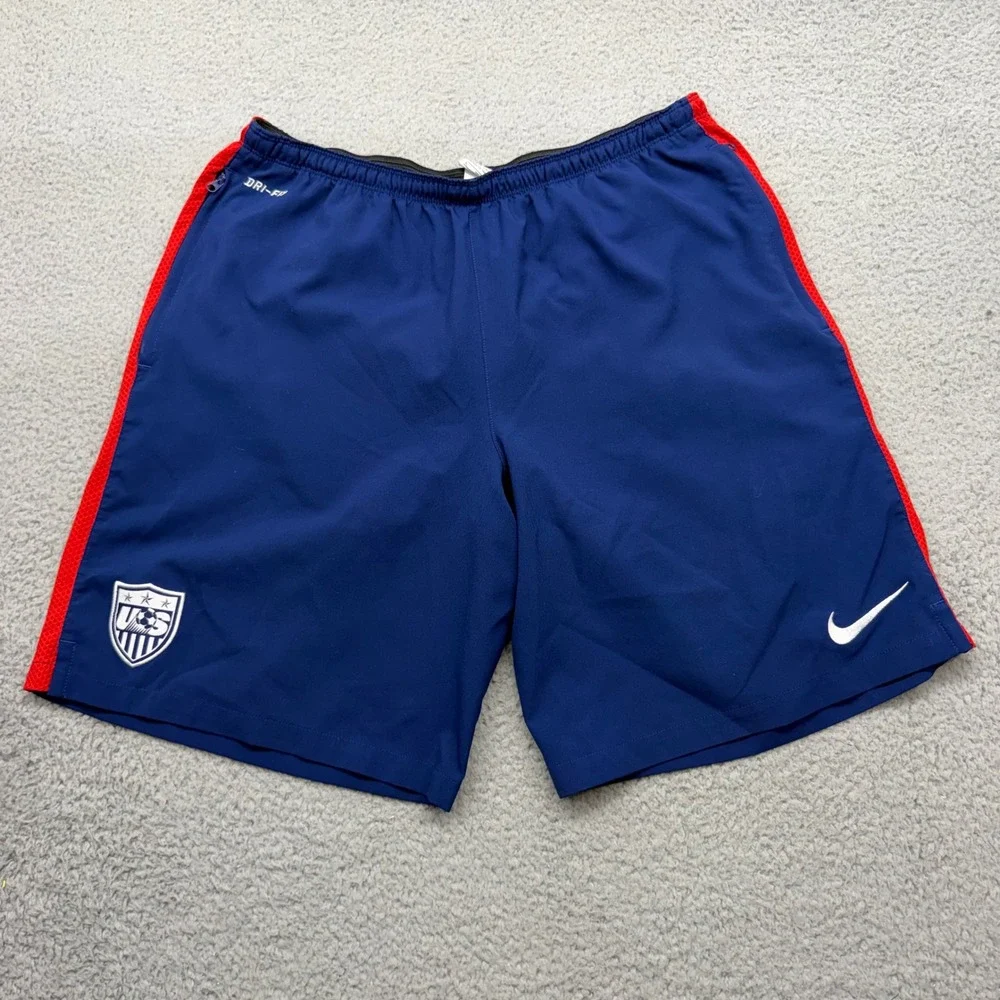 Nike 643857-421 Mens XL Navy Dri-FIT USMNT Soccer Performance Training Shorts